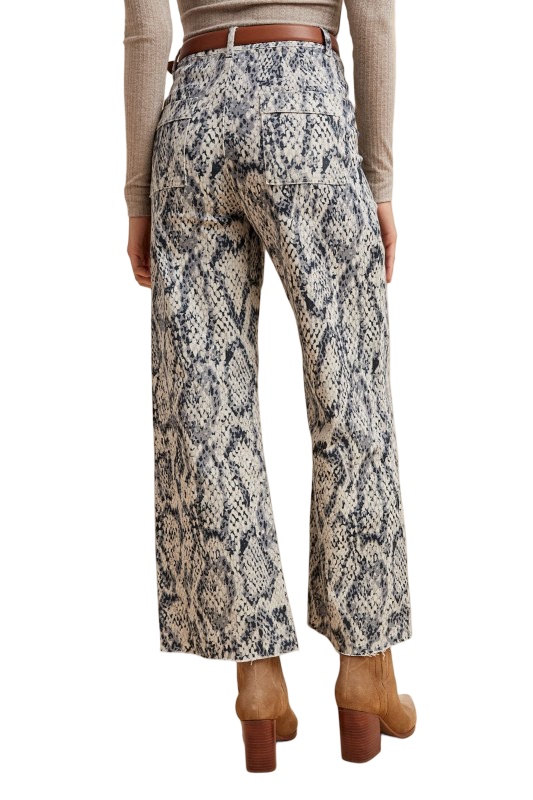 Apparel- Anniewear  Amimal Print Stretch Wide Leg Jean