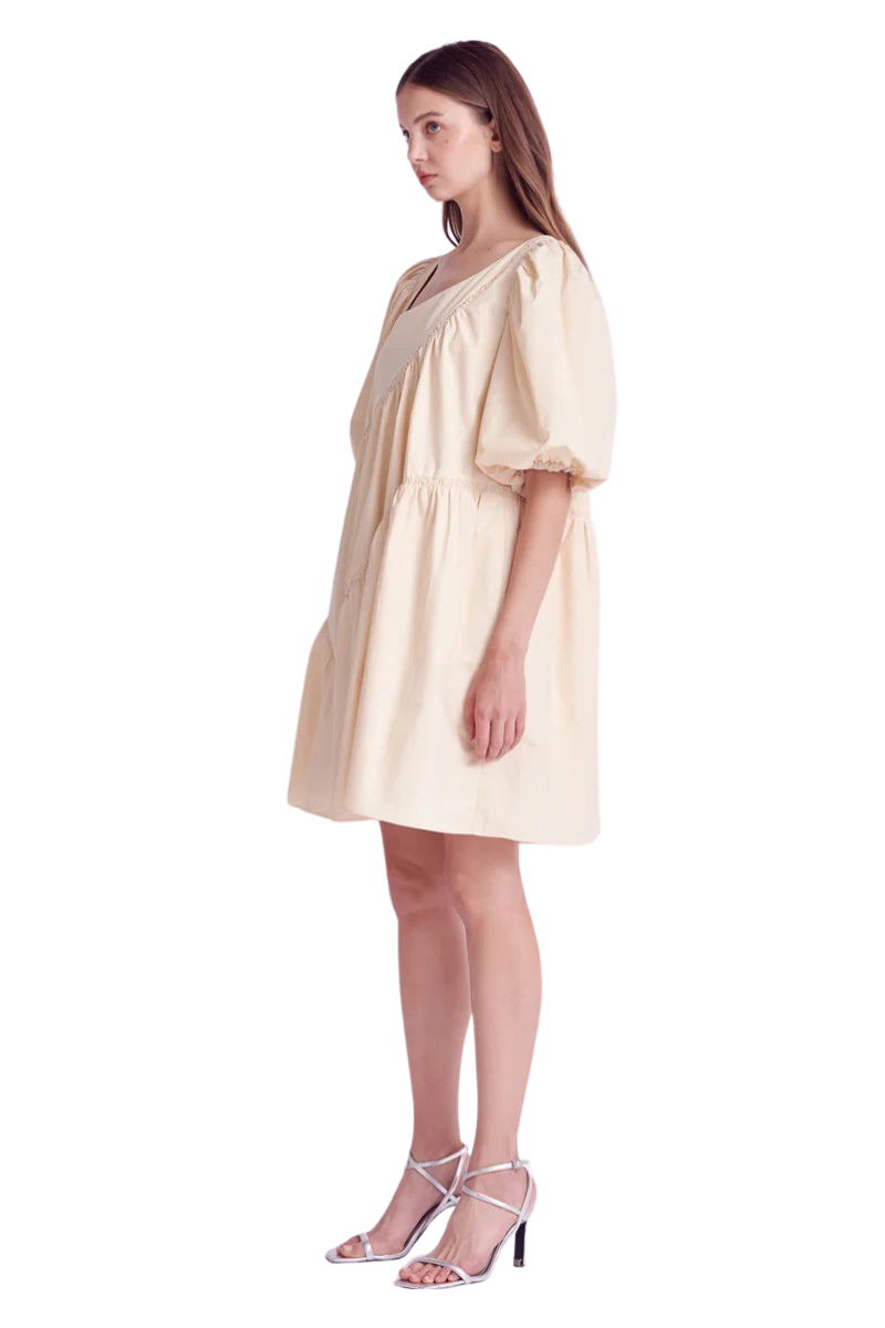 Apparel- English Factory Asymmetric Poplin Tiered Dress
