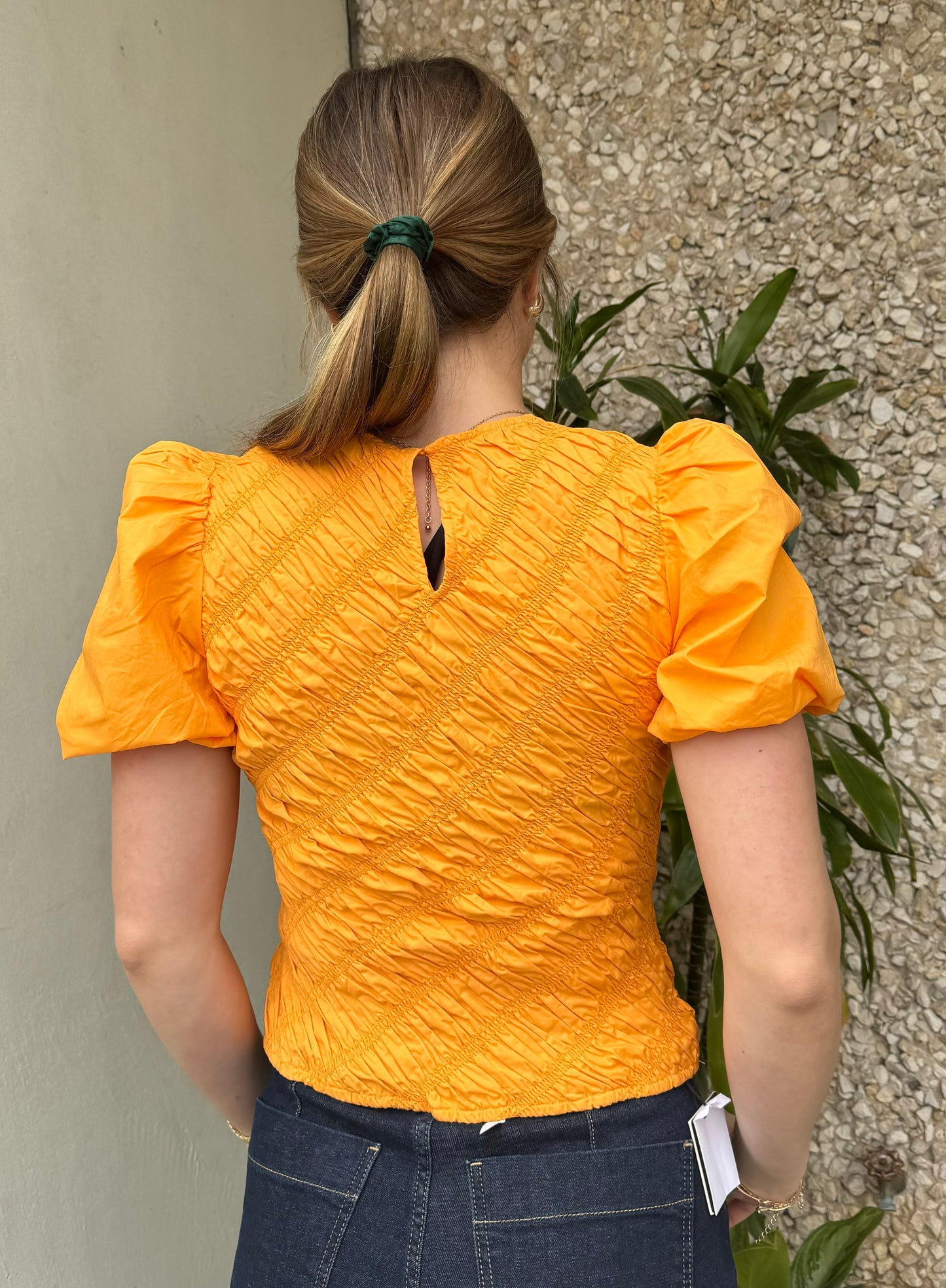 Apparel-English Factory Asymmetrical Smocked Top