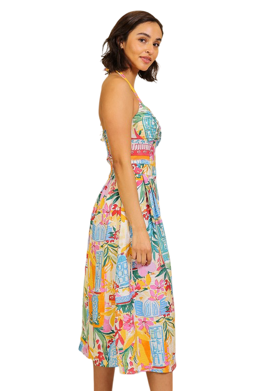 Apparel- Timing Tropical Hues Airflow Midi Dress