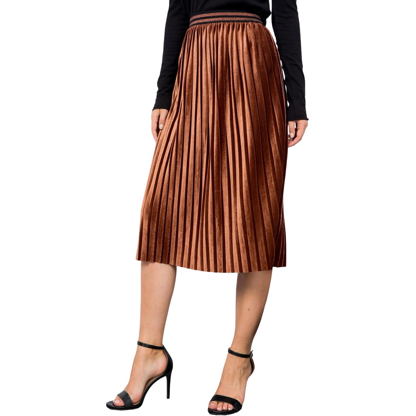 Apparel- THML Velvet Pleated Midi Skirt