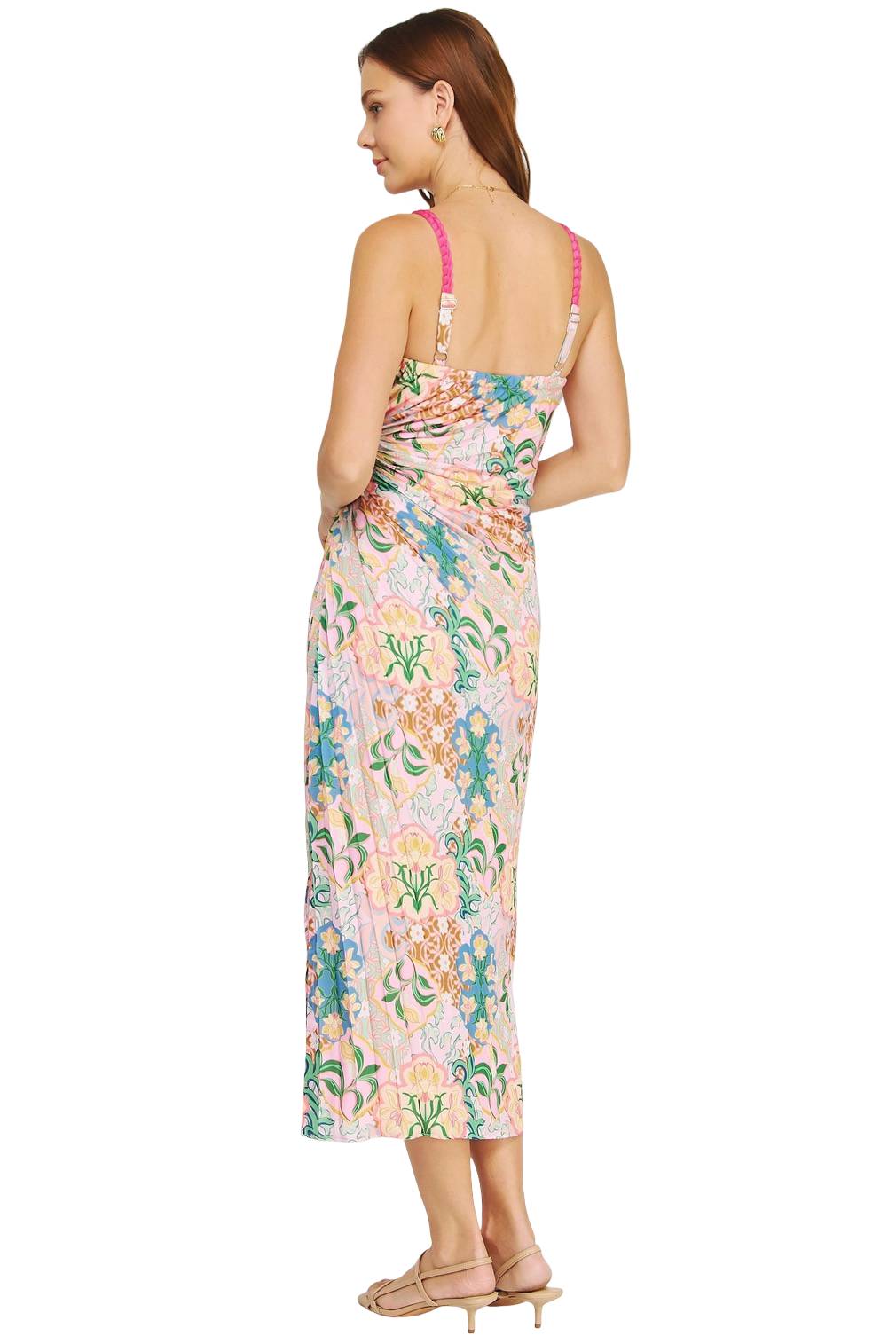 Apparel- Strut and Bolt Garden Party Pleated Satin Midi Dress