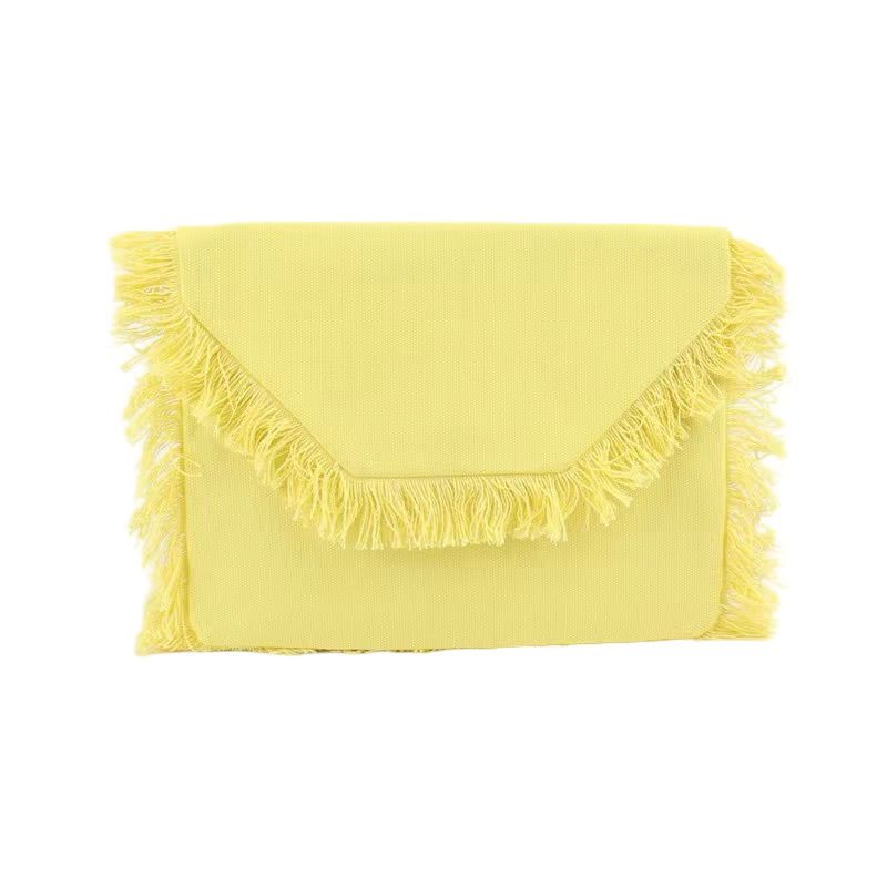 Color Burst Cotton Fringed Canvas Envelope Clutch