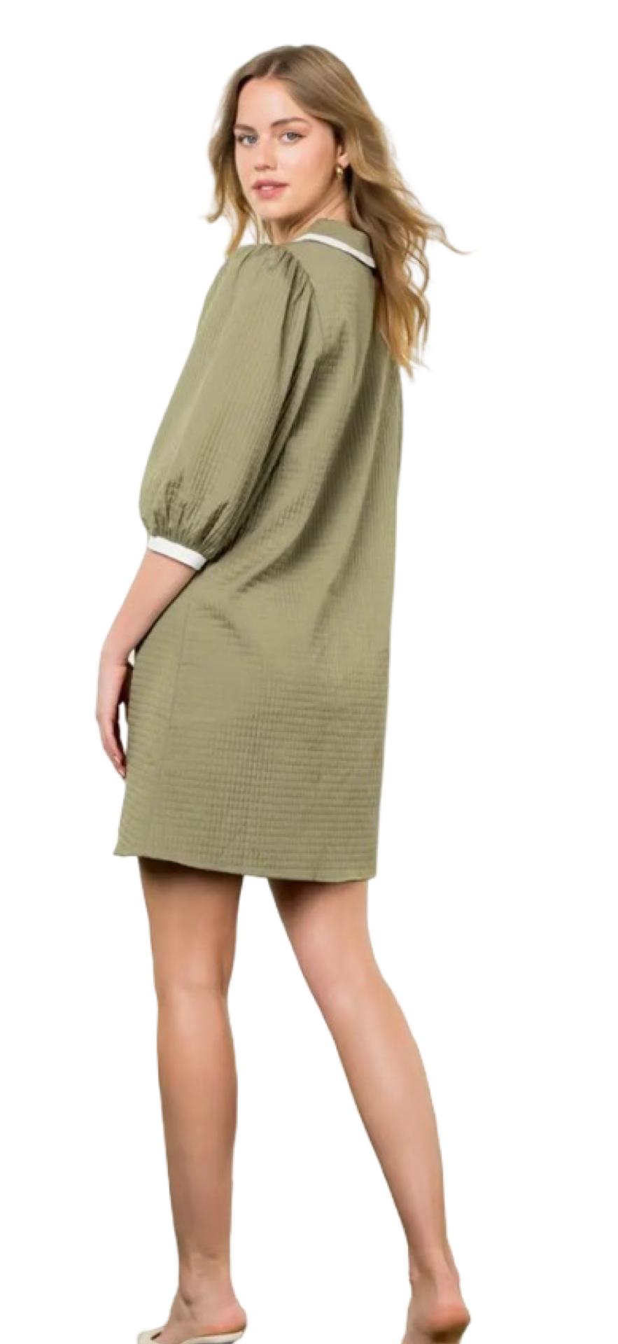 THML Long Sleeve Textured Mini Dress