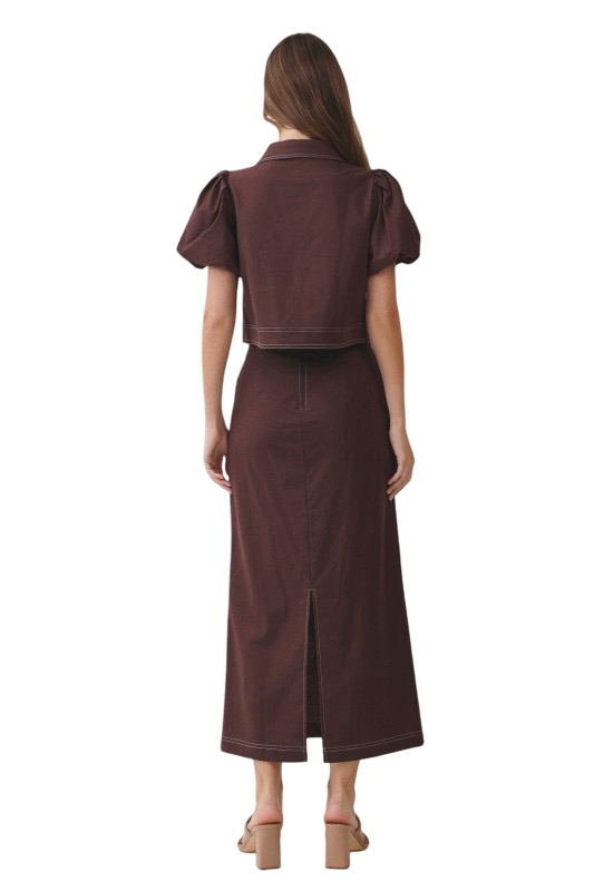 TCEC Contrast Stitch Maxi Skirt