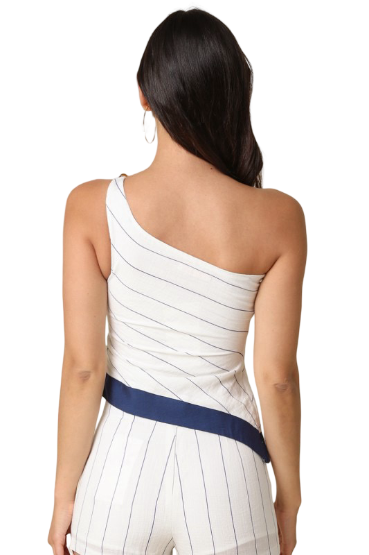 Olivaceous Deana One Shoulder Stripe Top