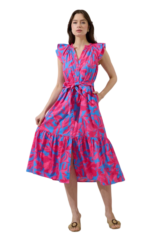 Sugarlips Charlotte Button Midi Dress Meira Floral