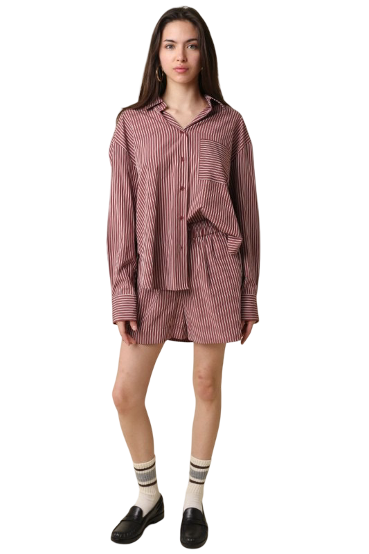 Camisa Oxford extragrande a rayas color oliva para cazador