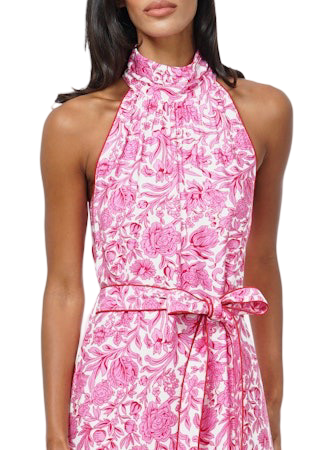 Apparel- Adelyn Rae Maisy Floral Halter Neck Tie Maxi Dres