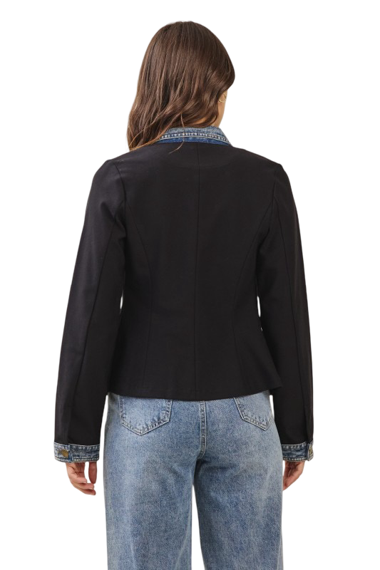 Apparel- Able Layered Look Denim Trim Jacket