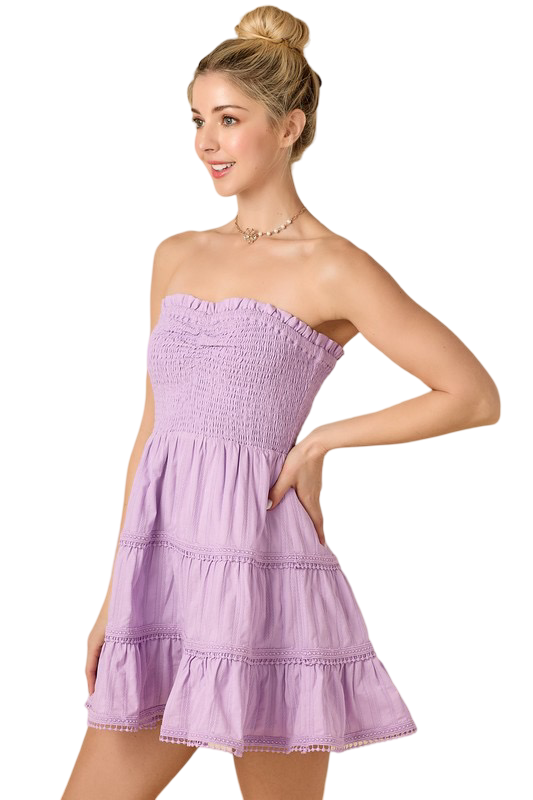 Apparel- Baby Pink Smocked Tube Mini Dress
