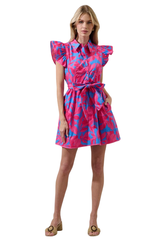 Sugarlips Collard Ruffle Mini Dress Meira Floral