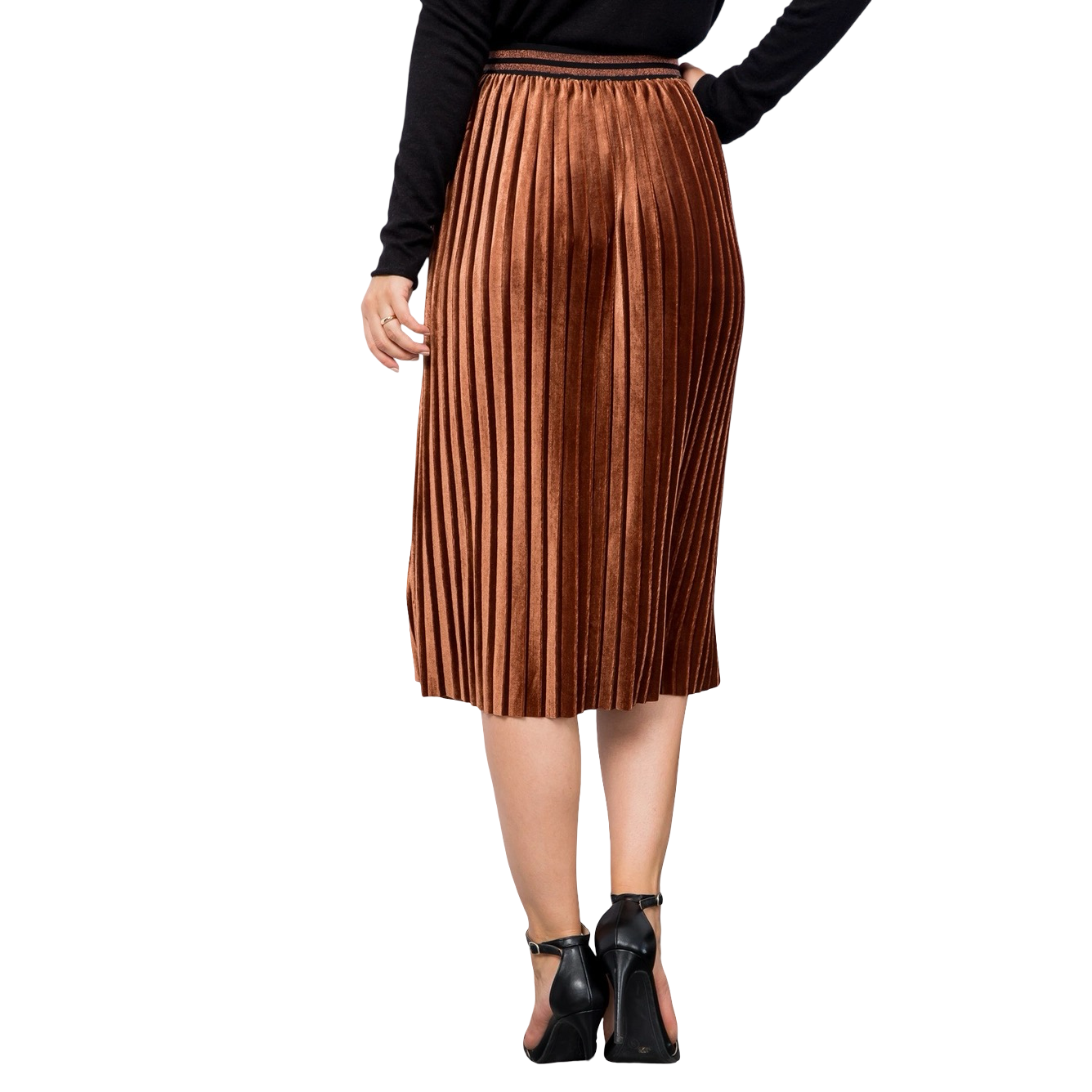 Apparel- THML Velvet Pleated Midi Skirt
