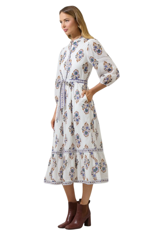 Sugarlips Rennie Floral Darny Long Sleeve Midi Dress