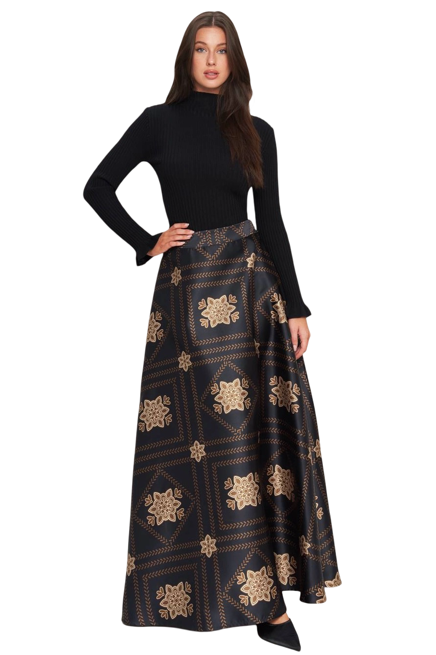 Apparel- Flying Tomato Pattern Woven Maxi Skirt