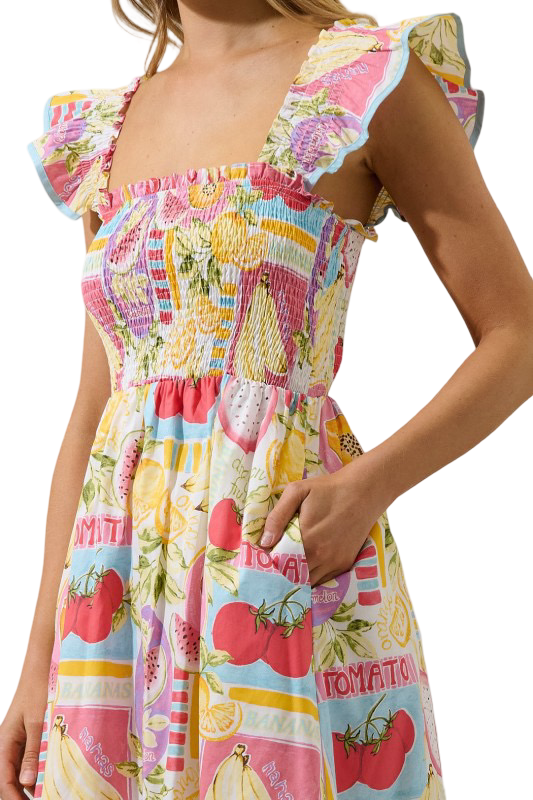 Sugarlips Urbina Smocked Midi Dress Farmers Market