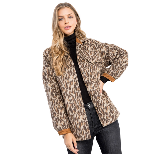 Apparel- THML Button Up Leopard Jacket