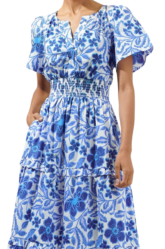 Apparel- Sugarlips Celeste Floral Palmer Poplin Tiered Maxi Dress