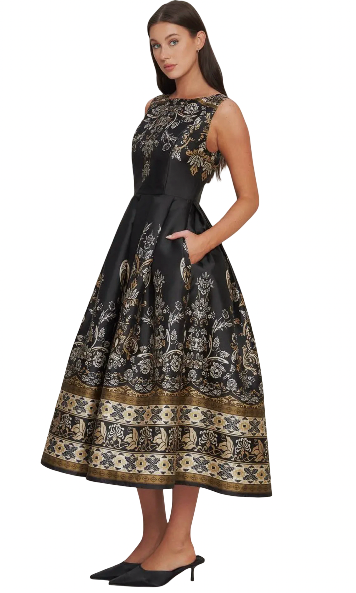 Apparel- Flying Tomato Pattern Sleeveless Midi Dress