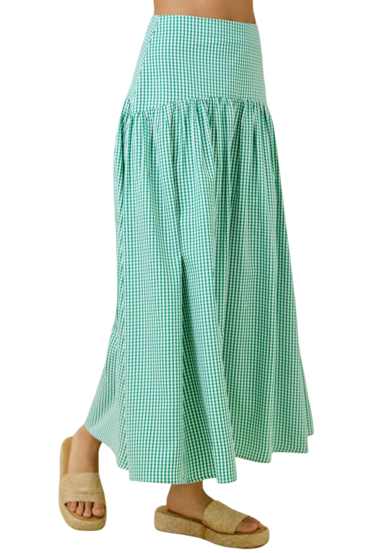 Day+Moon Gingham Flared Maxi Skirt