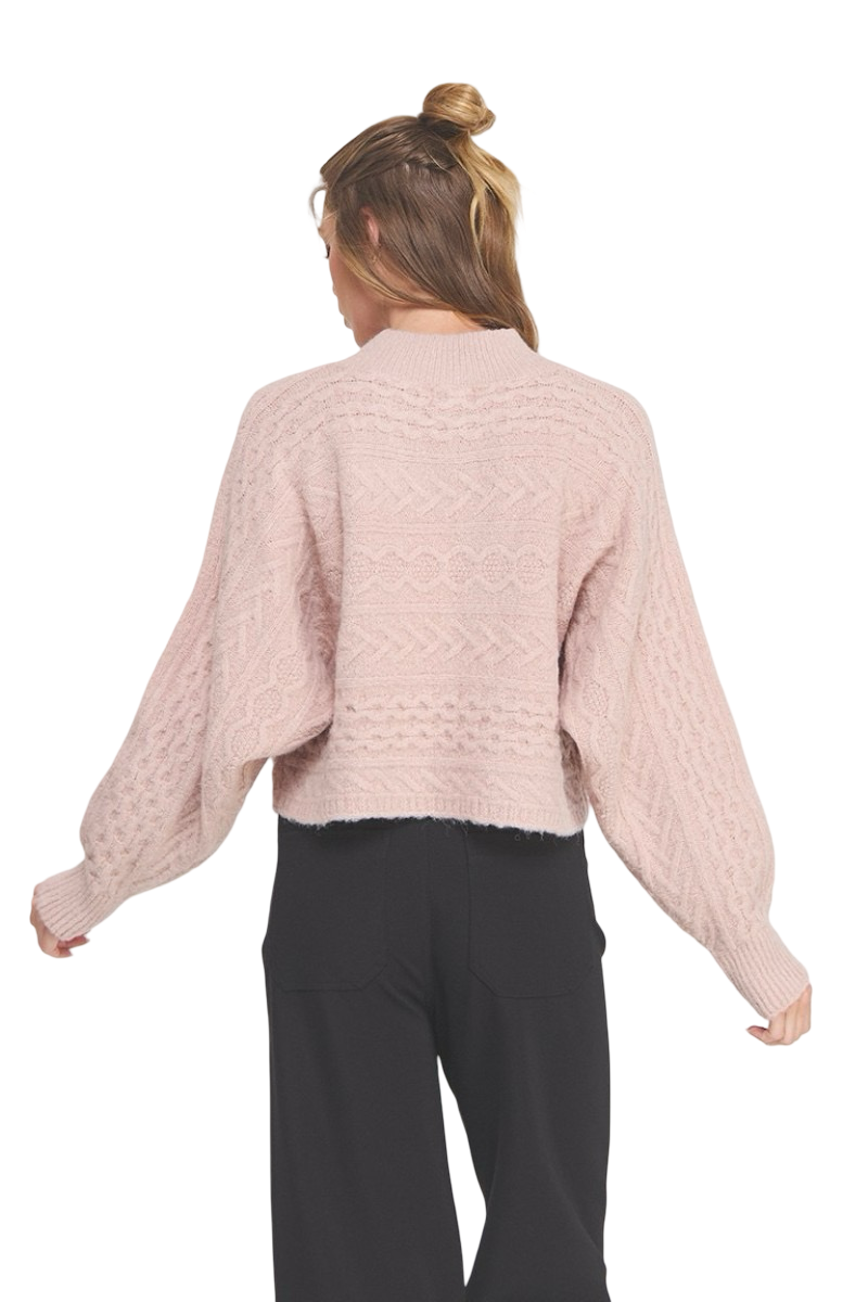 Apparel-Allie Rose Geometric Mock Neck Sweater Top