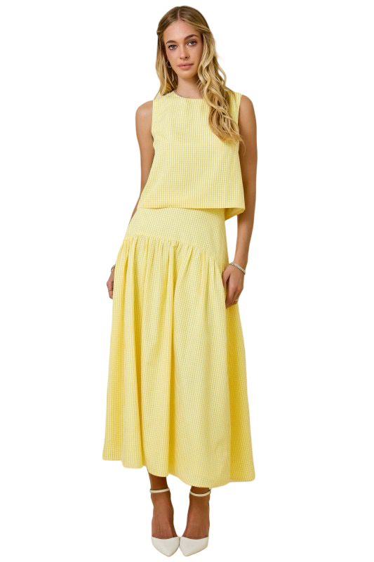Day+Moon Gingham Flared Maxi Skirt
