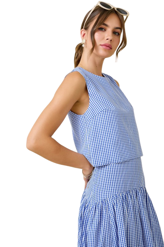 Day+Moon Gingham Scoop Neck Sleeveless Top