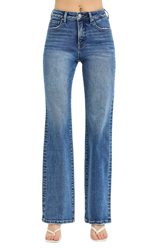Risen High Rise Tummy Control Straight Leg Jeans