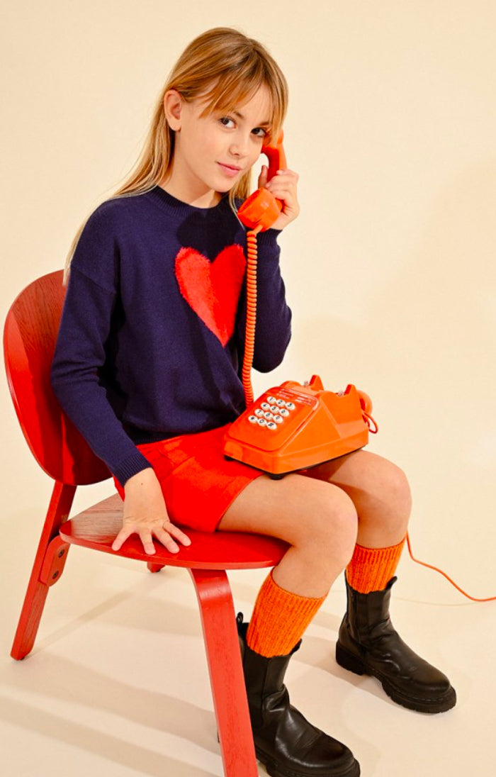 Girls-Molly Bracken Girl Heart Knit Sweater