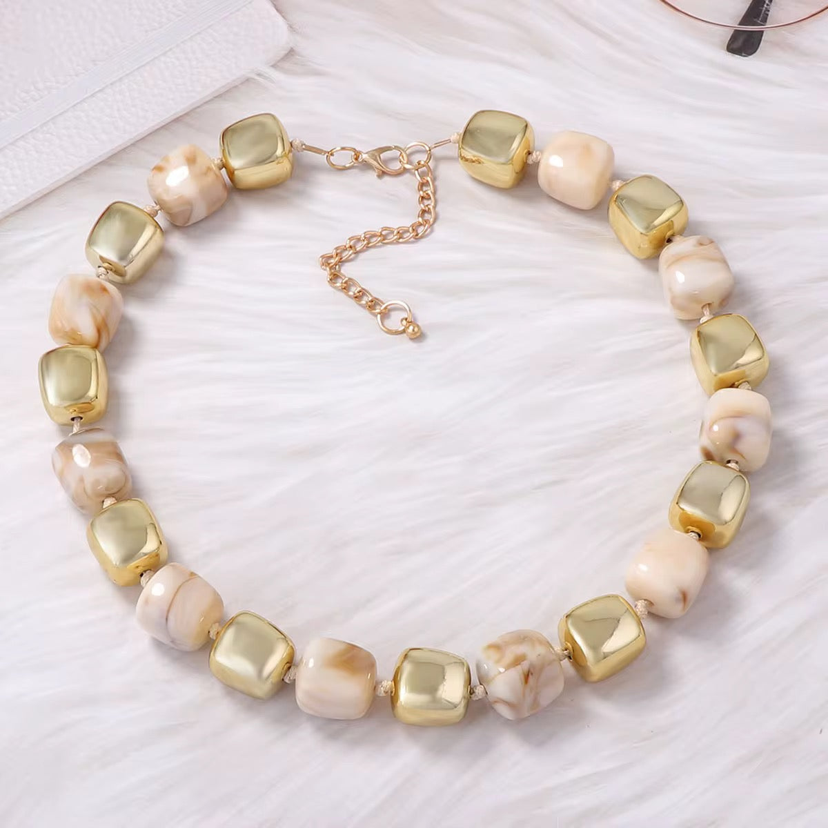 Necklaces- Square Beaded Resin Necklace