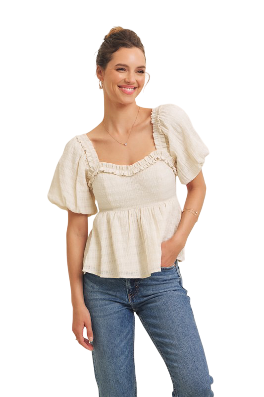 Apparel- In February Sheer Organza Blouse Top
