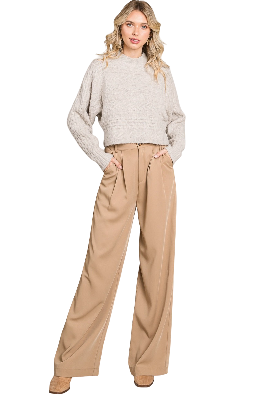 Apparel-Allie Rose Geometric Mock Neck Sweater Top