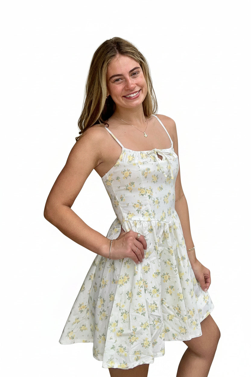 Blashe Ruched Front Floral Mini Dress