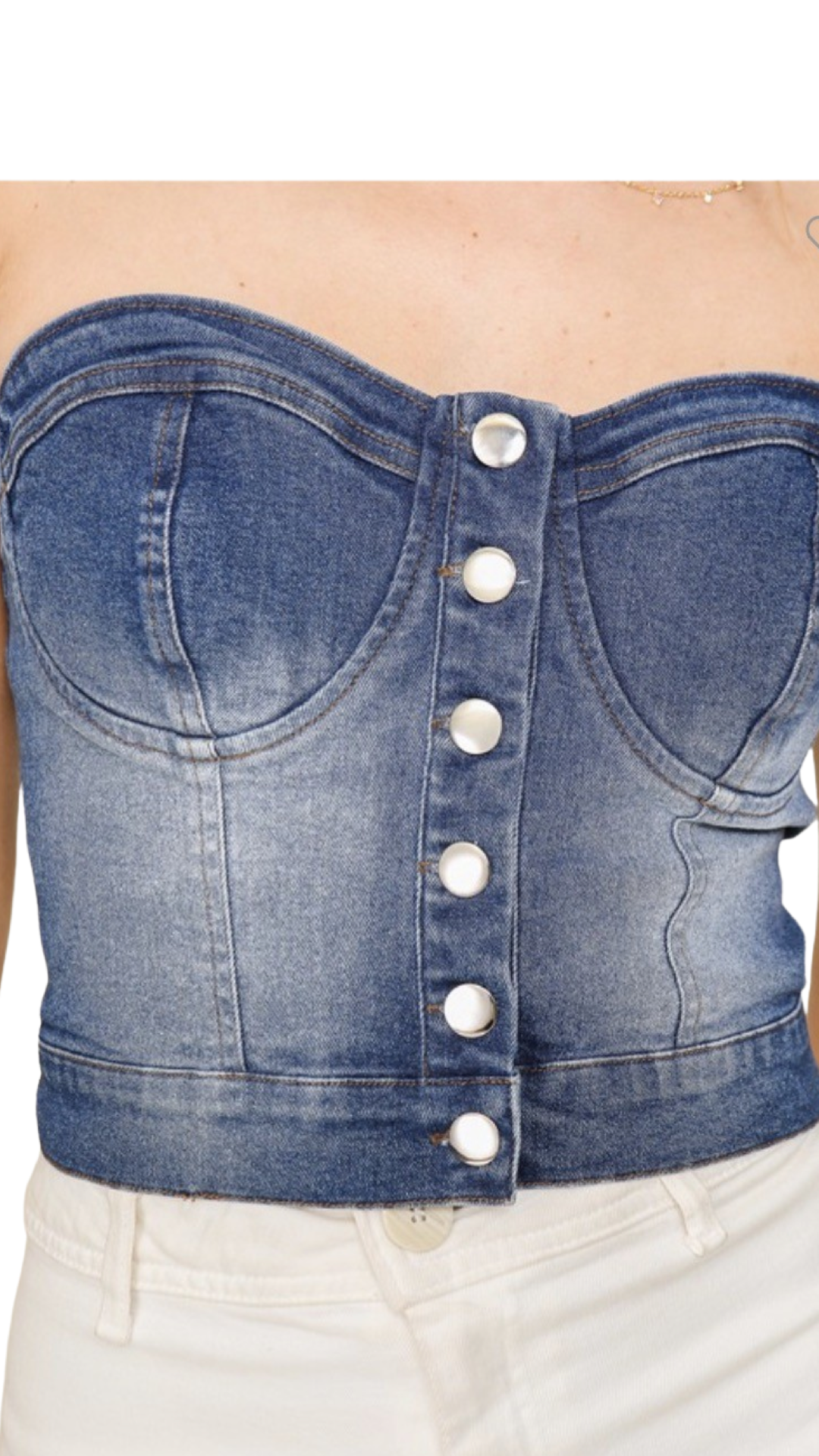 Apparel- Timing Bra Seam Denim Strapless Top