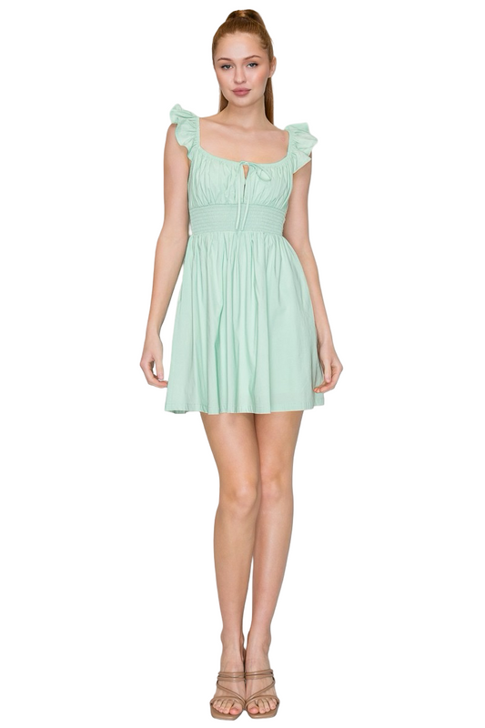 Blashe Smocked Waist Ruffle Mini Dress