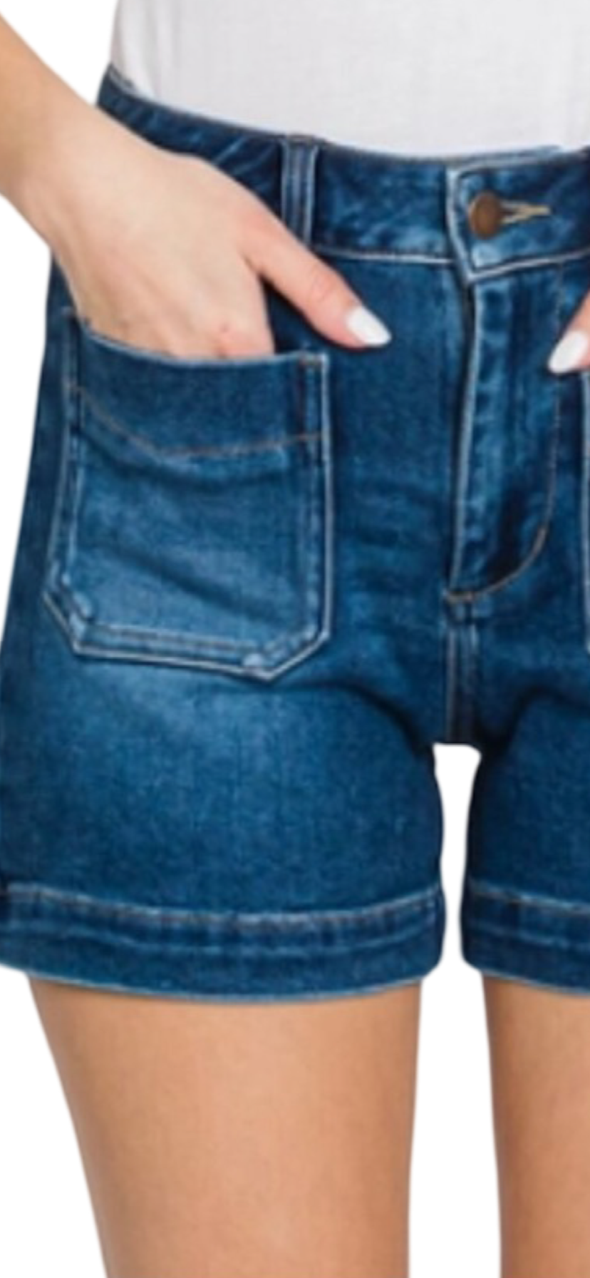Apparel- Letter To Juliet Patch Pocket Denim Shorts