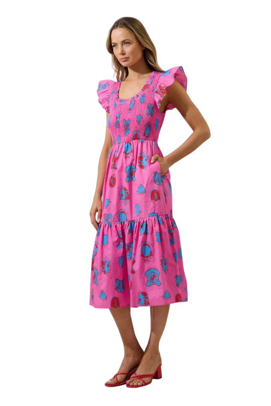 Sugarlips Glare Smocked Tiered Midi Dress Zodiac