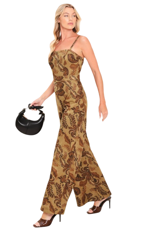 Flying Tomato Faux Suede Pattern Jumpsuit