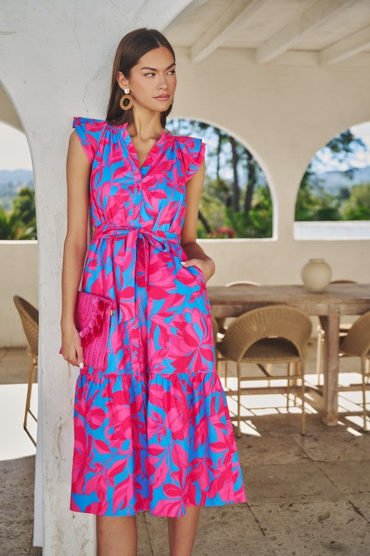 Sugarlips Charlotte Button Midi Dress Meira Floral