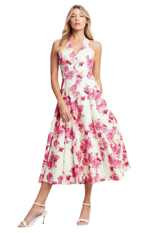 Flying Tomato Floral Halter Midi Dress