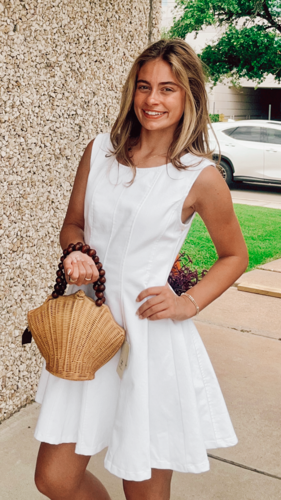 Story On Flared Scoop Neck Zip Back Mini Dress