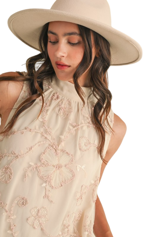 Apparel- En Merci Embellished Mixed Media Bubble Hem Mini Dress