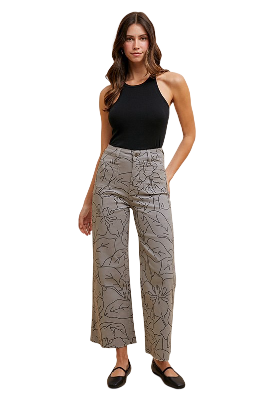 Apparel- Anniewear Stretch Monochrome Print Wide Leg Jeans