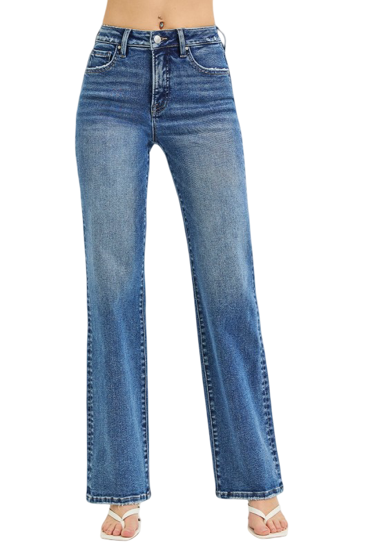 Risen High Rise Tummy Control Straight Leg Jeans