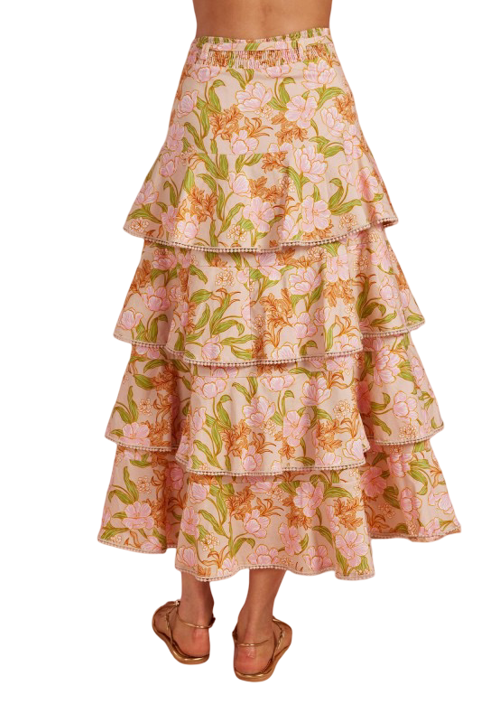 Strut and Bolt Floral Print Pleated Tiered Skirt Set