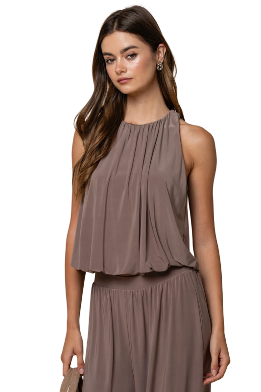 LALAVON Bubble Hem Sleeveless Top