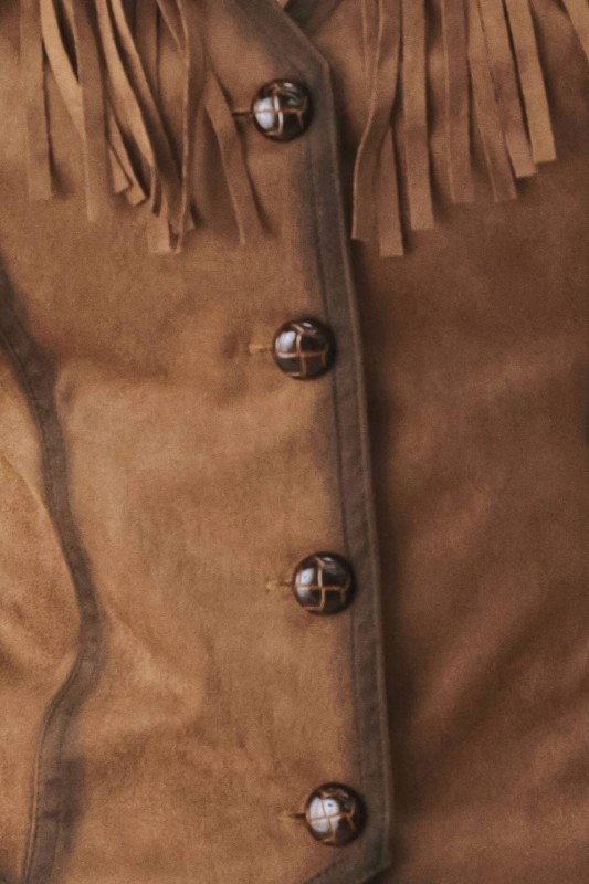 Flying Tomato Fringe Faux Suede Vest Top