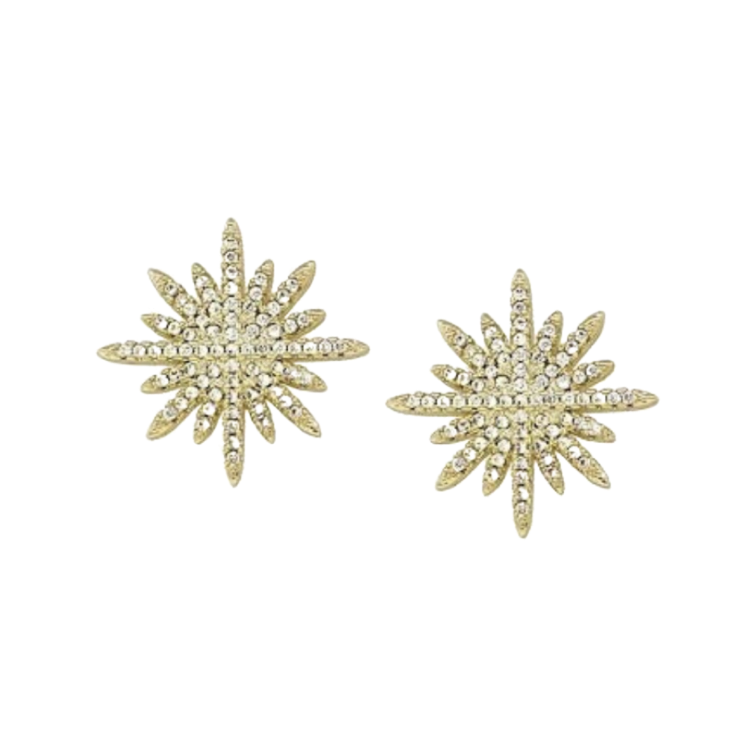 Earrings- M&E Bling Starburst with Crystals Studs