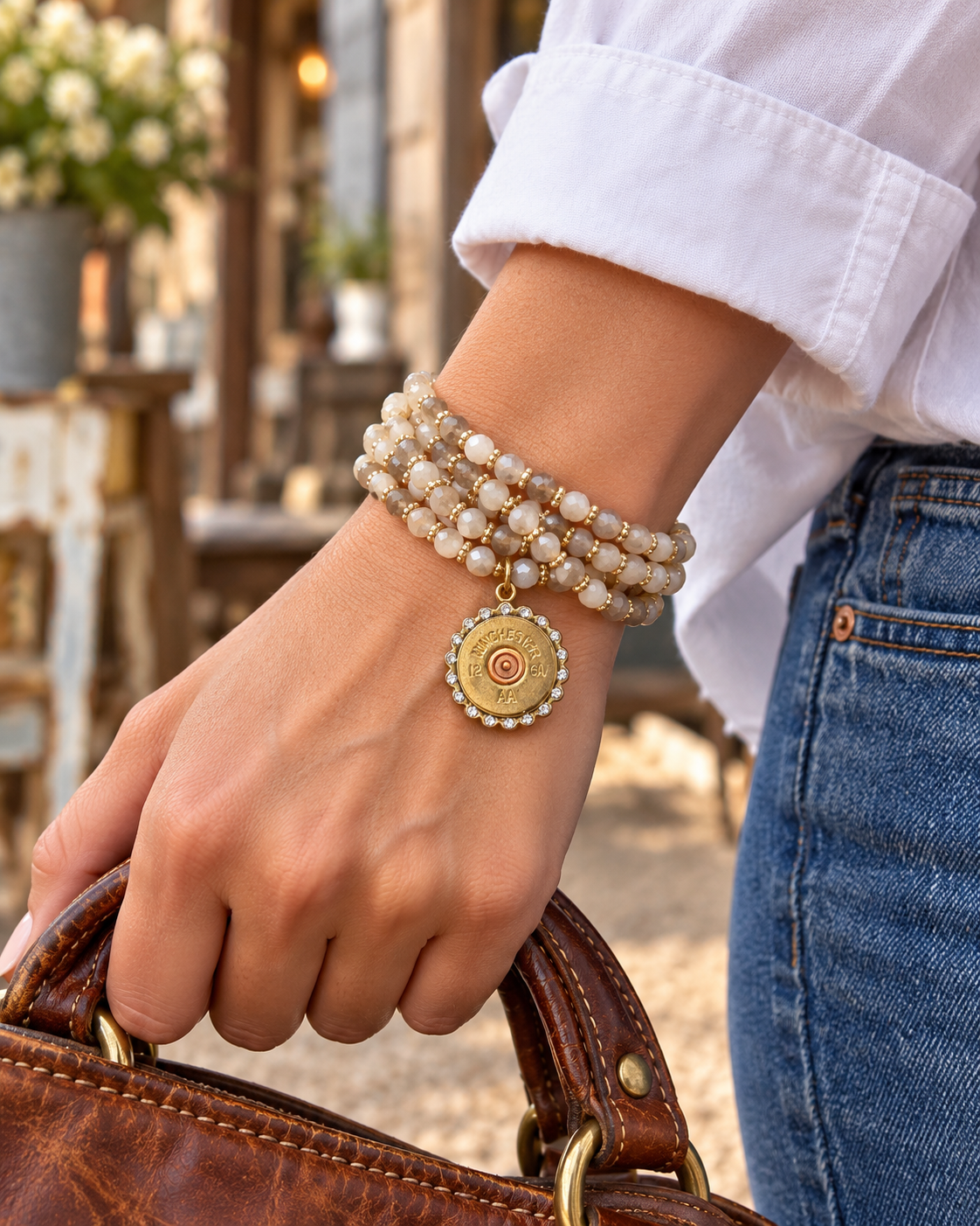 Bracelets- M&E Bling Hand Crafted Shotgun Shell Multi Stretch Bracelet Set