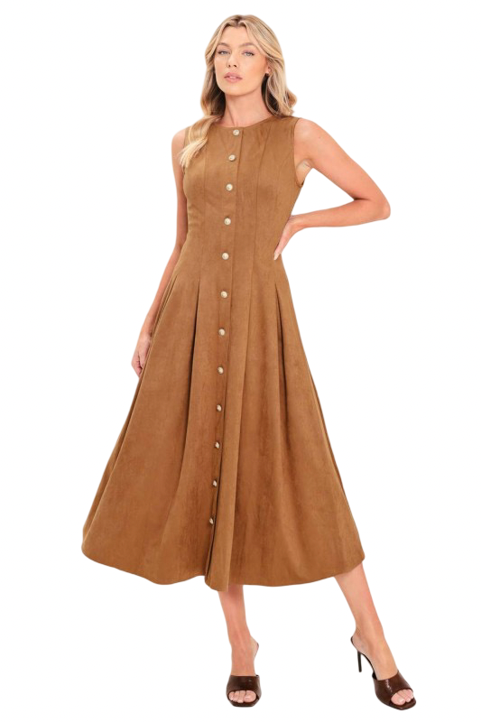 Flying Tomato Faux Suede Midi Dress